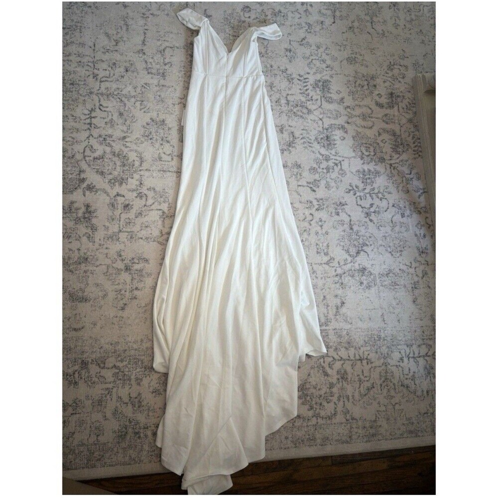 Lulus Arienne White Off-the-Shoulder Mermaid Maxi Dress Medium Bridal Wedding - Picture 4 of 11